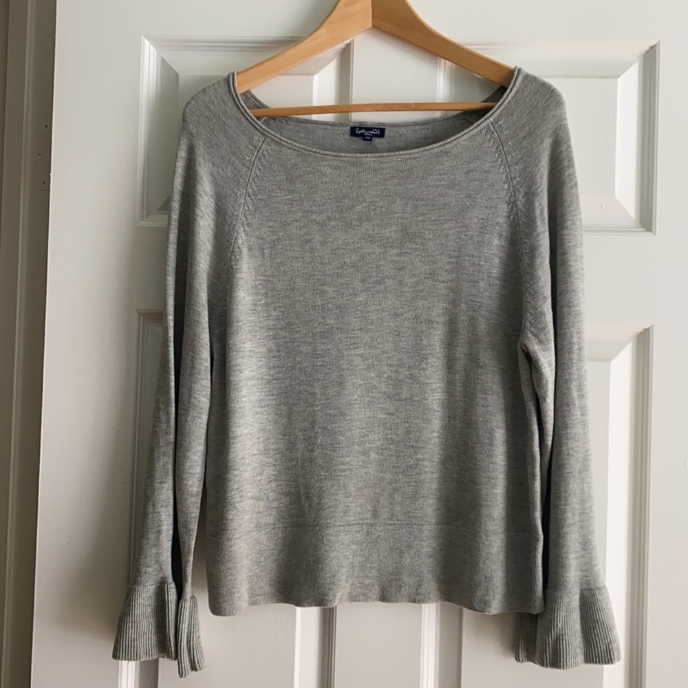 SPLENDID cashmere blend long sleeve shirt sweater flutter bell-sleeve small S